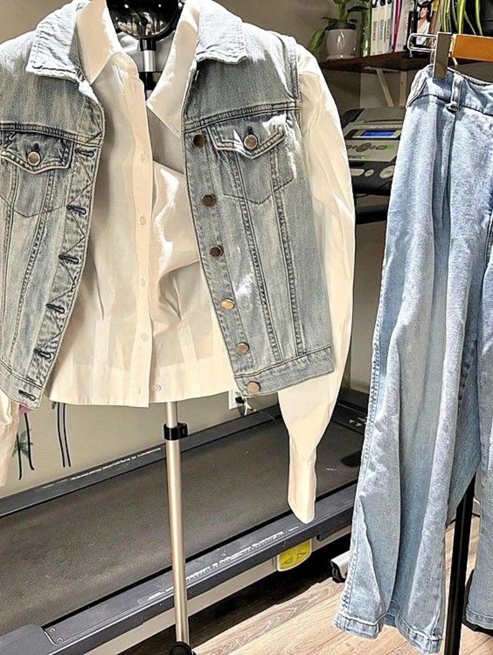 Dynamite Denim Vest & White Shirt Set Size XS